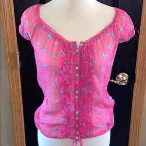 NWT S Abercrombie and Fitch Sheer Floral Blouse
